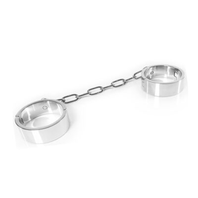 Heavy duty stainless steel ankle shackles with chain dungeon irons Allen screw lock
