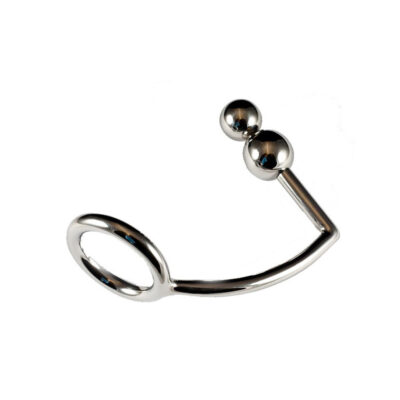 Ass Spark Double Bump stainless steel cock ring with dual 30mm and 25mm anal balls
