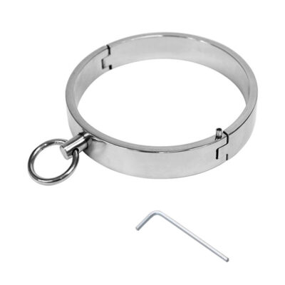 Stainless steel round bar slave collar with O-ring locking BDSM neck restraint