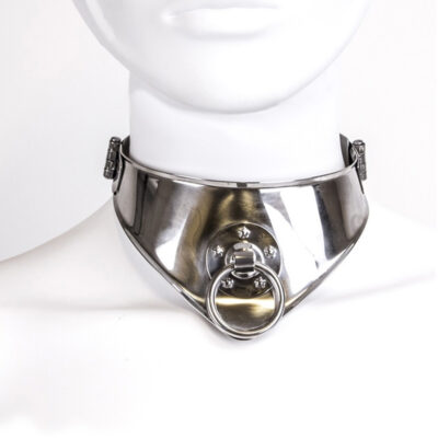 Locking Cleopatra stainless steel collar with front ring attachment